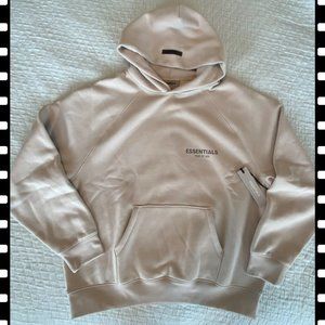 Fear of God Essentials Logo Fleece Hoodie STONE M